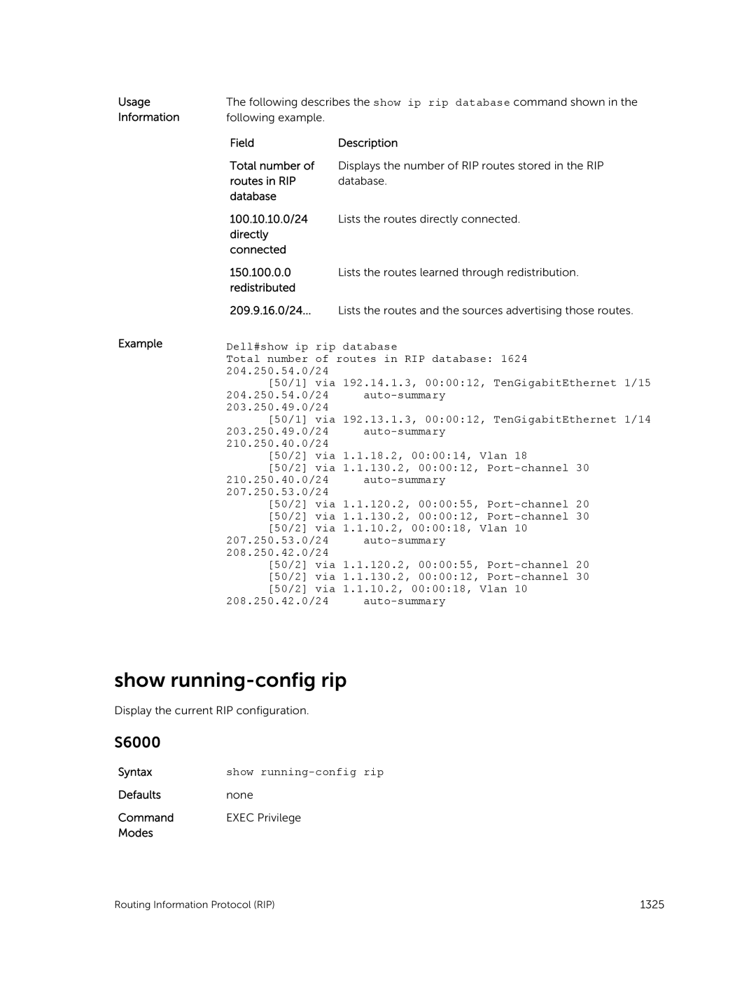 Dell 9.7(0.0) manual Show running-config rip 