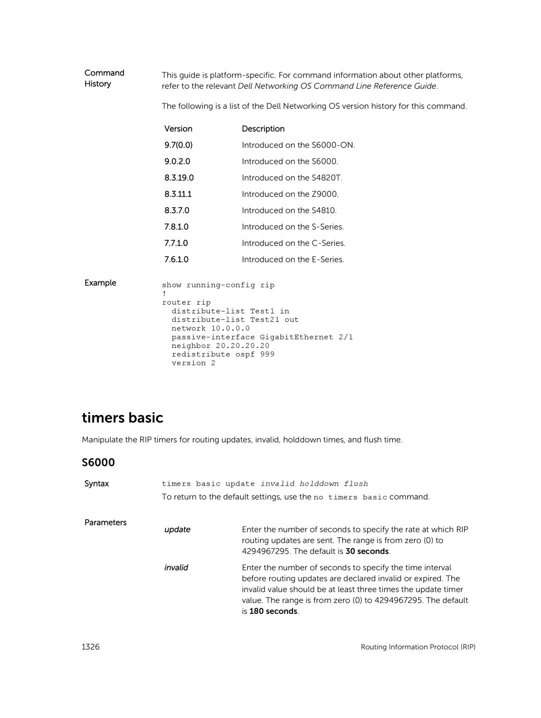 Dell 9.7(0.0) manual Timers basic, Update, Invalid 