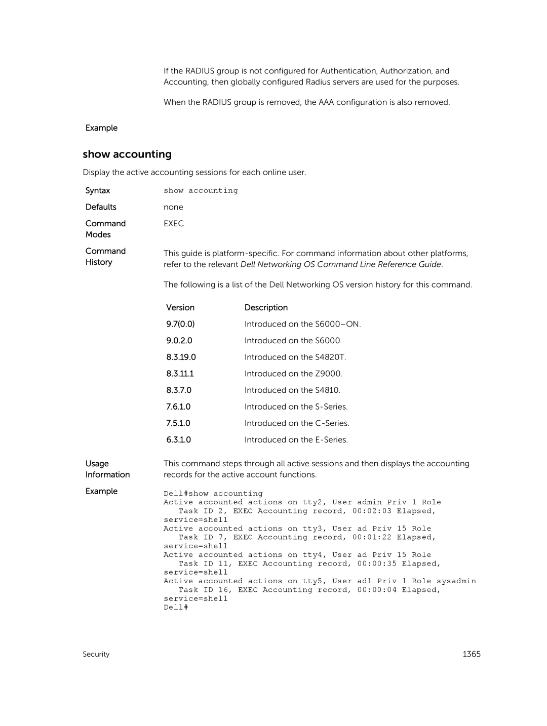 Dell 9.7(0.0) manual Show accounting 