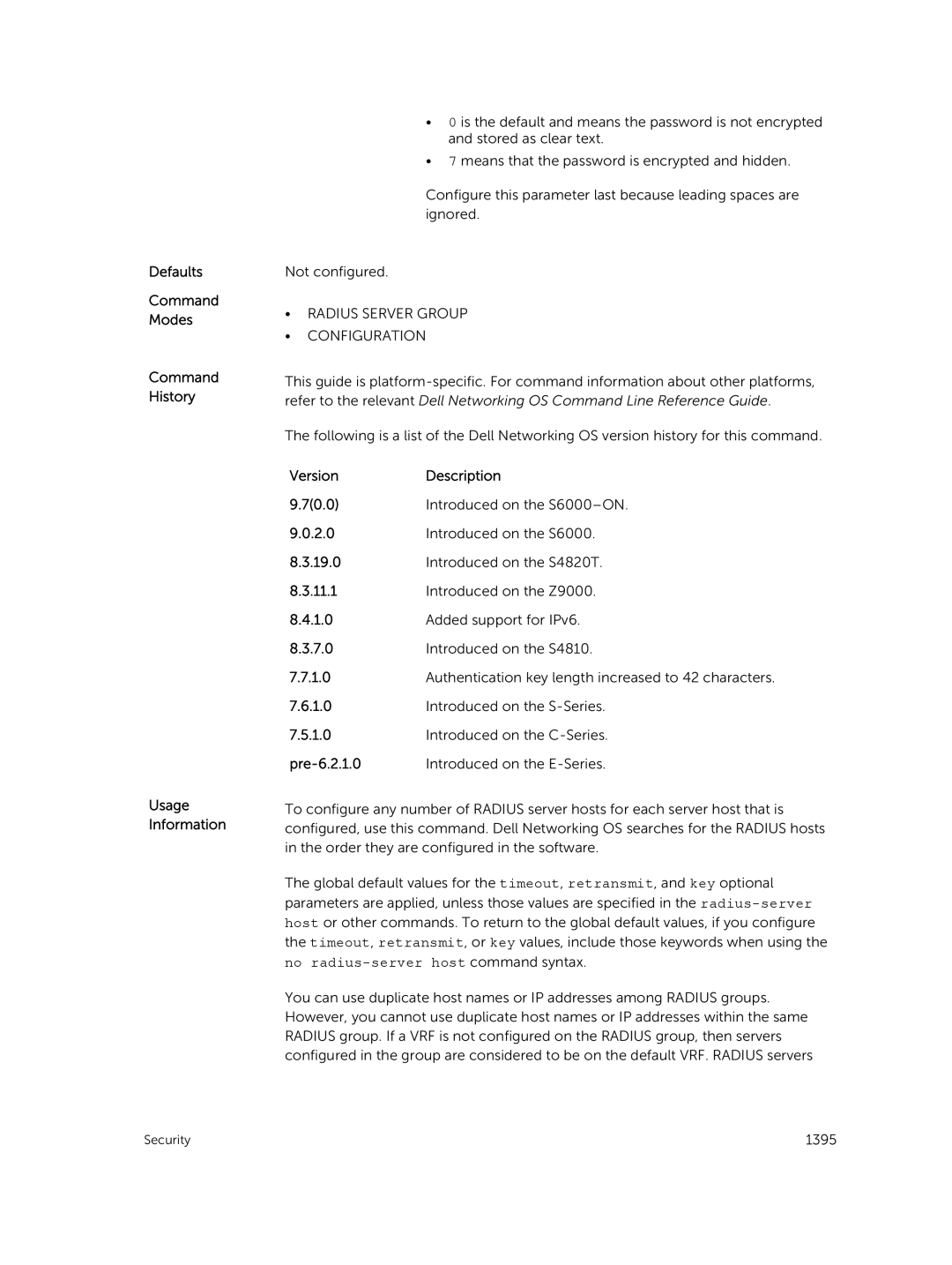 Dell 9.7(0.0) manual Radius Server Group Configuration 