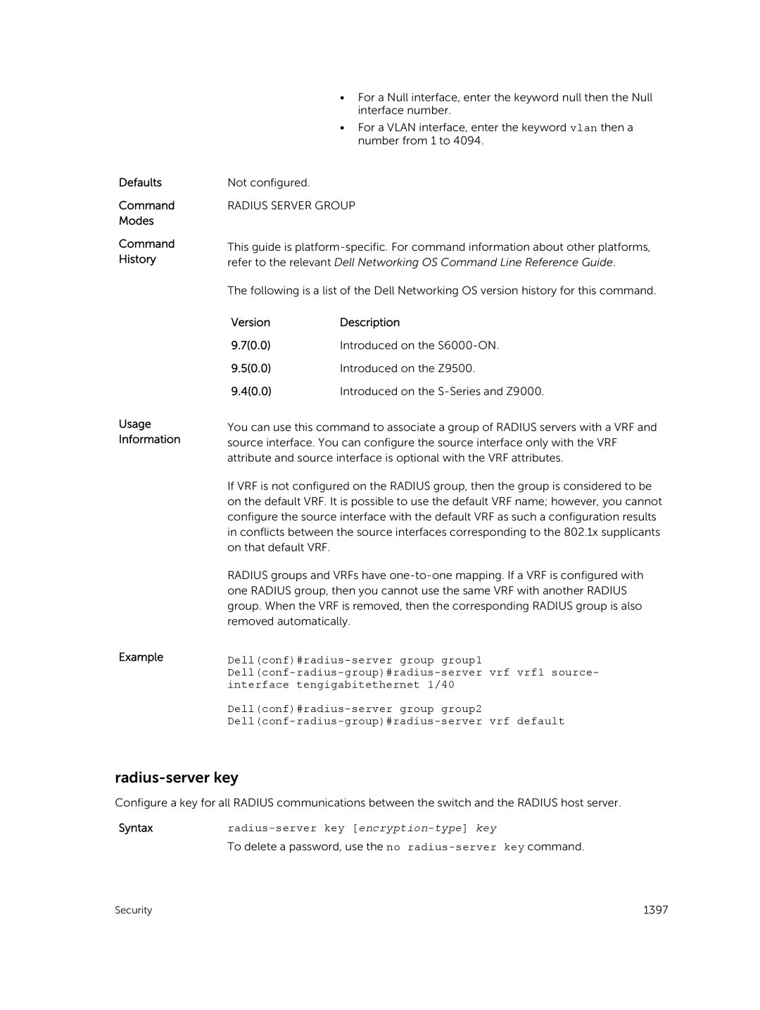 Dell 9.7(0.0) manual Radius-server key encryption-type key 