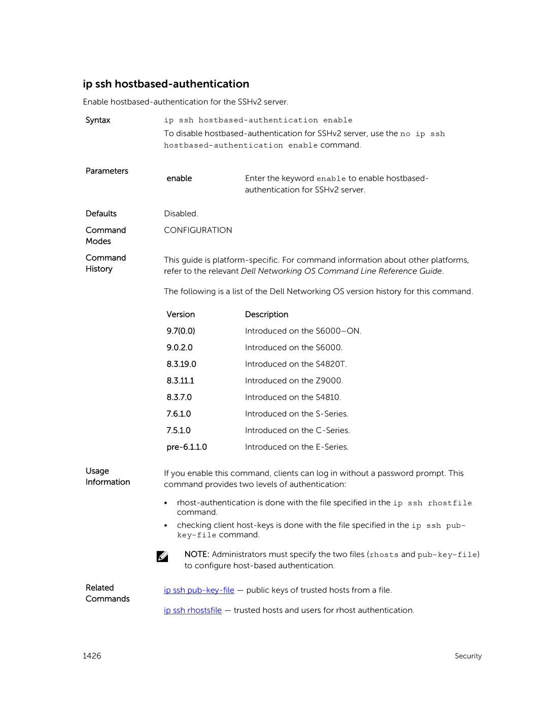 Dell 9.7(0.0) manual Ip ssh hostbased-authentication enable 