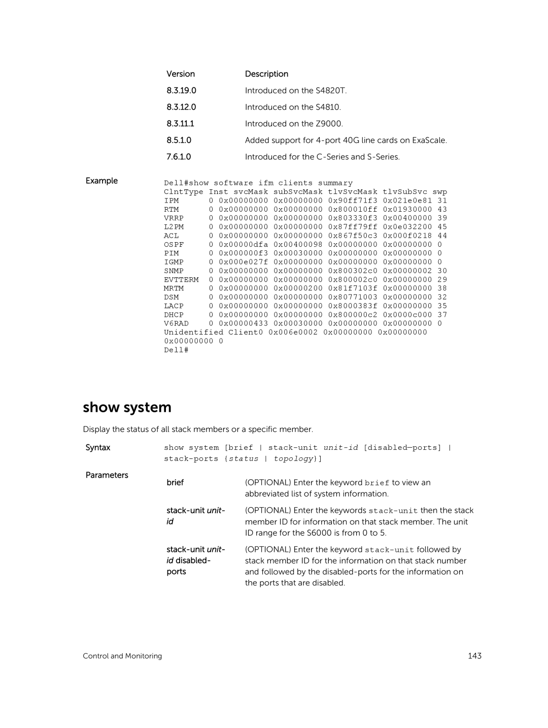 Dell 9.7(0.0) manual Show system, Brief, Stack-unit unit- id disabled- ports 