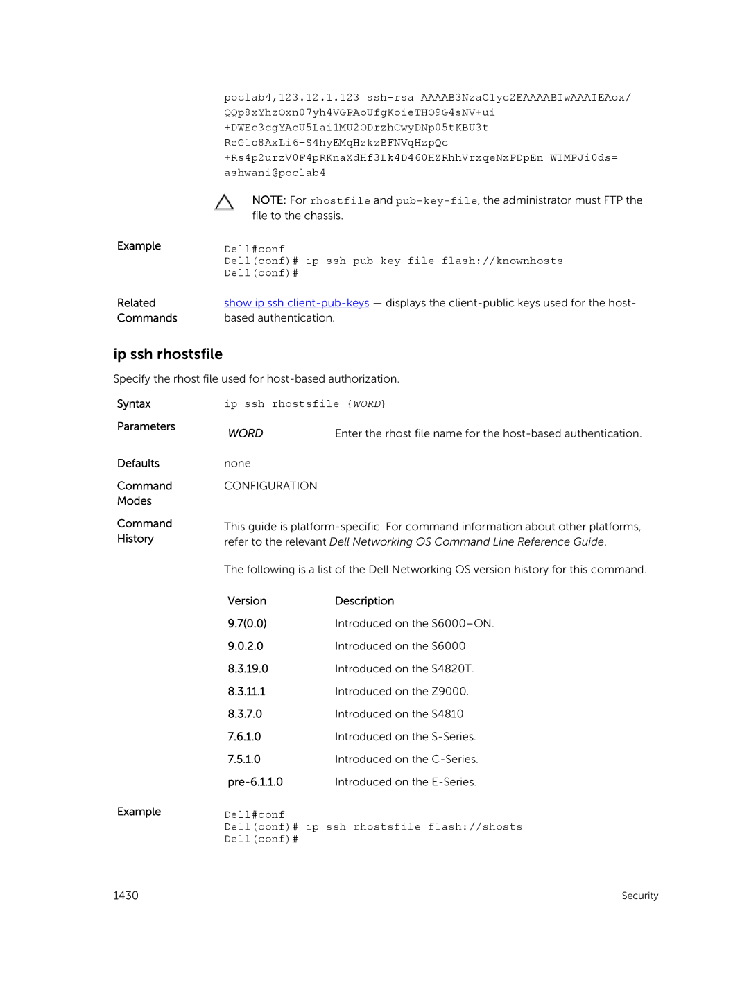 Dell 9.7(0.0) manual Ip ssh rhostsfile 