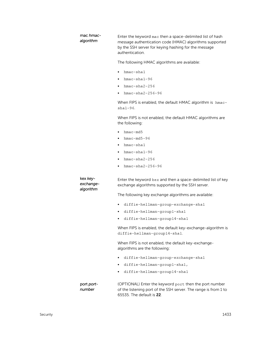 Dell 9.7(0.0) manual Hmac-sha1 Hmac-sha1-96 Hmac-sha2-256 Hmac-sha2-256-96 