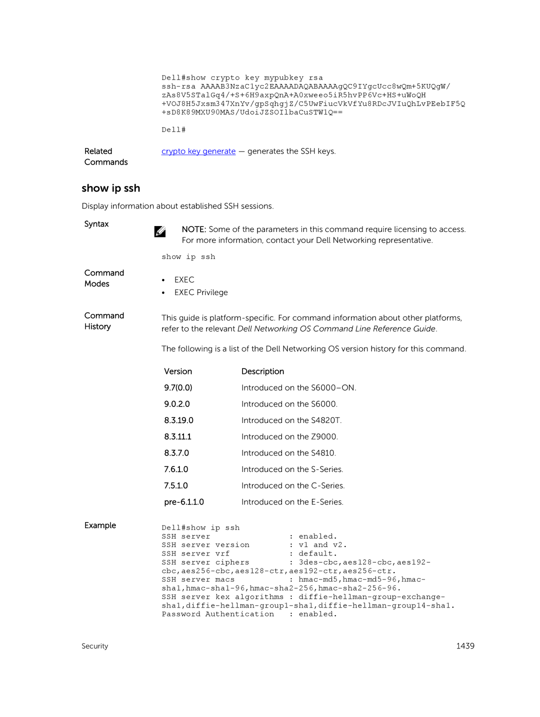 Dell 9.7(0.0) manual Show ip ssh 