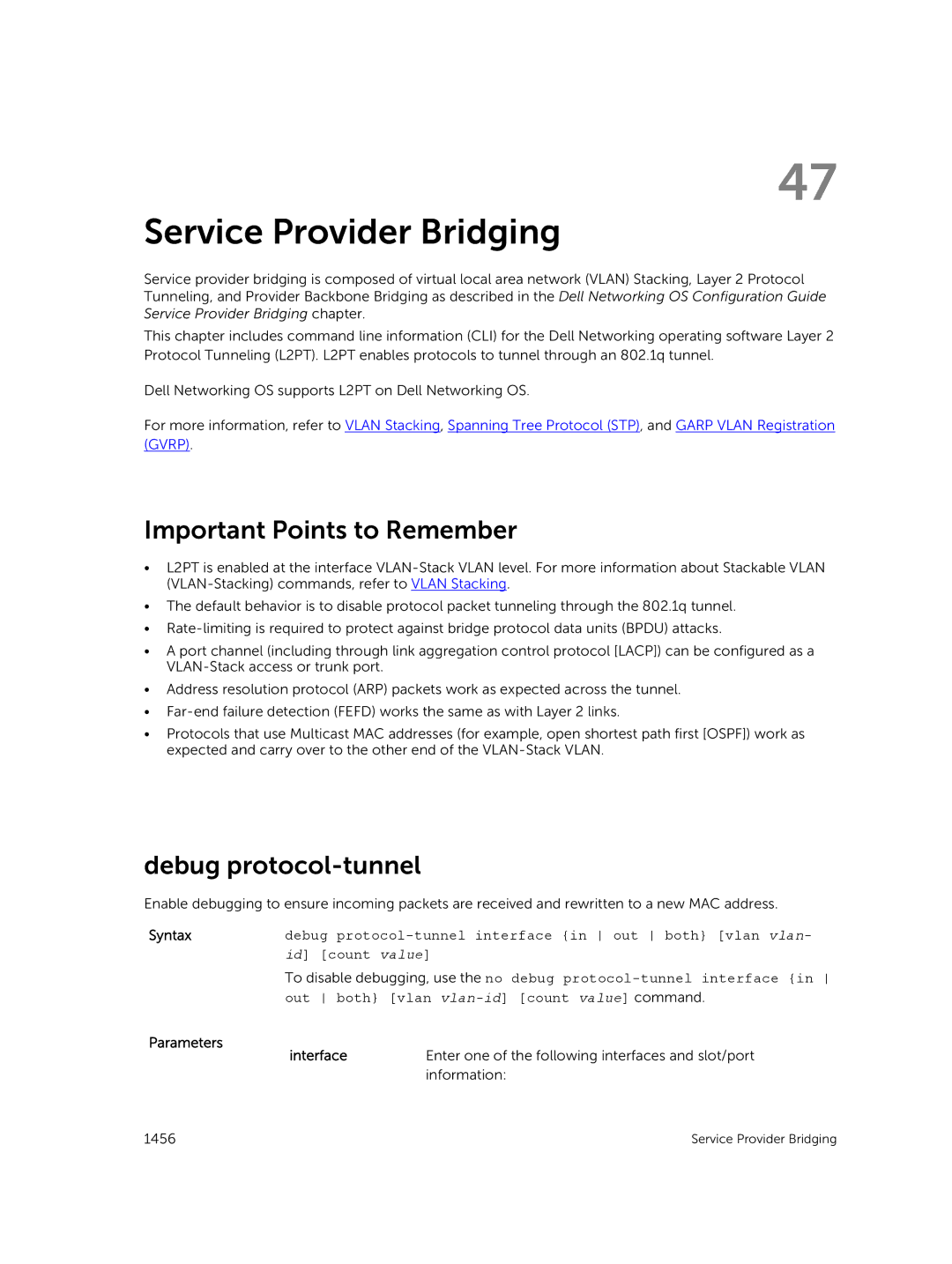 Dell 9.7(0.0) manual Service Provider Bridging, Debug protocol-tunnel 