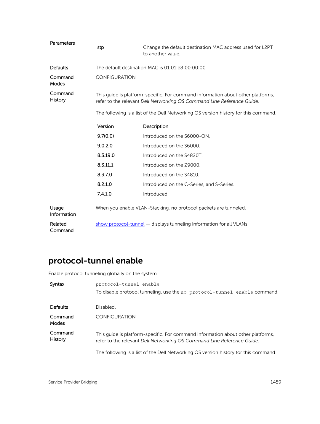 Dell 9.7(0.0) manual Protocol-tunnel enable 