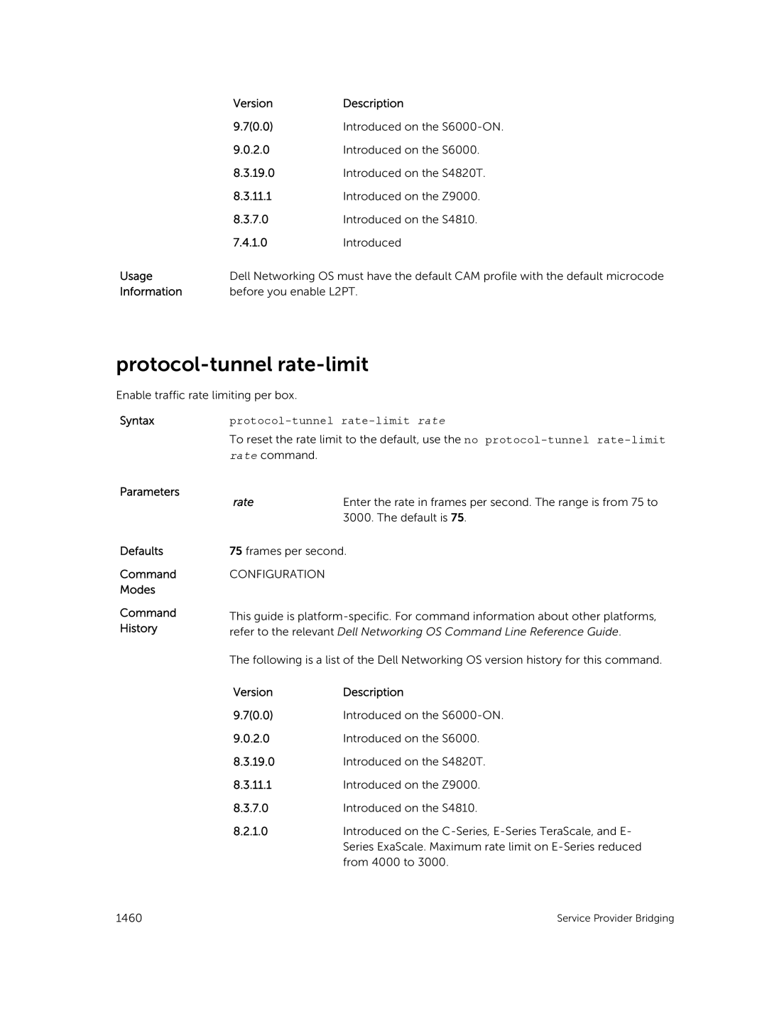 Dell 9.7(0.0) manual Protocol-tunnel rate-limit rate 