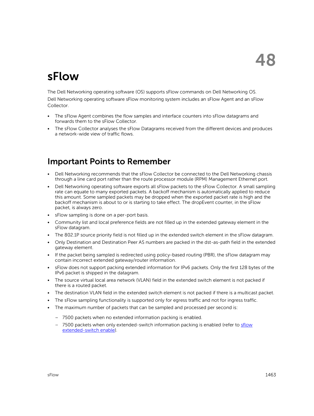 Dell 9.7(0.0) manual SFlow, Important Points to Remember 