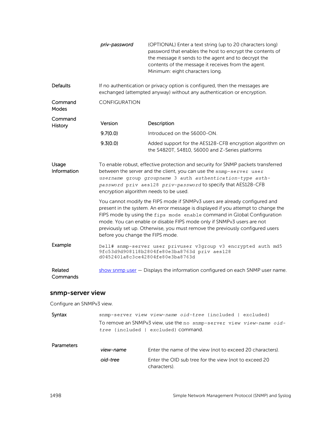 Dell 9.7(0.0) manual Snmp-server view, Syntaxsnmp-server view view-nameoid-treeincluded excluded, View-name, Oid-tree 