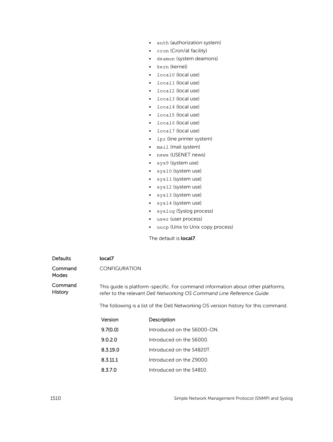 Dell 9.7(0.0) manual Simple Network Management Protocol Snmp and Syslog 