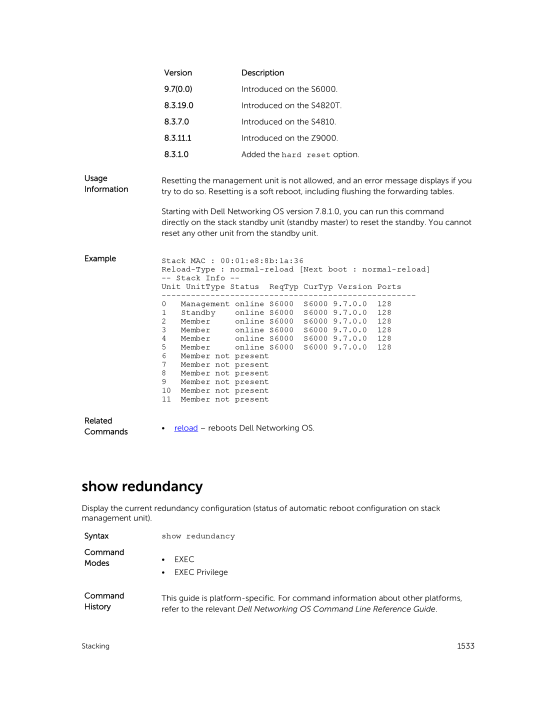 Dell 9.7(0.0) manual Show redundancy 