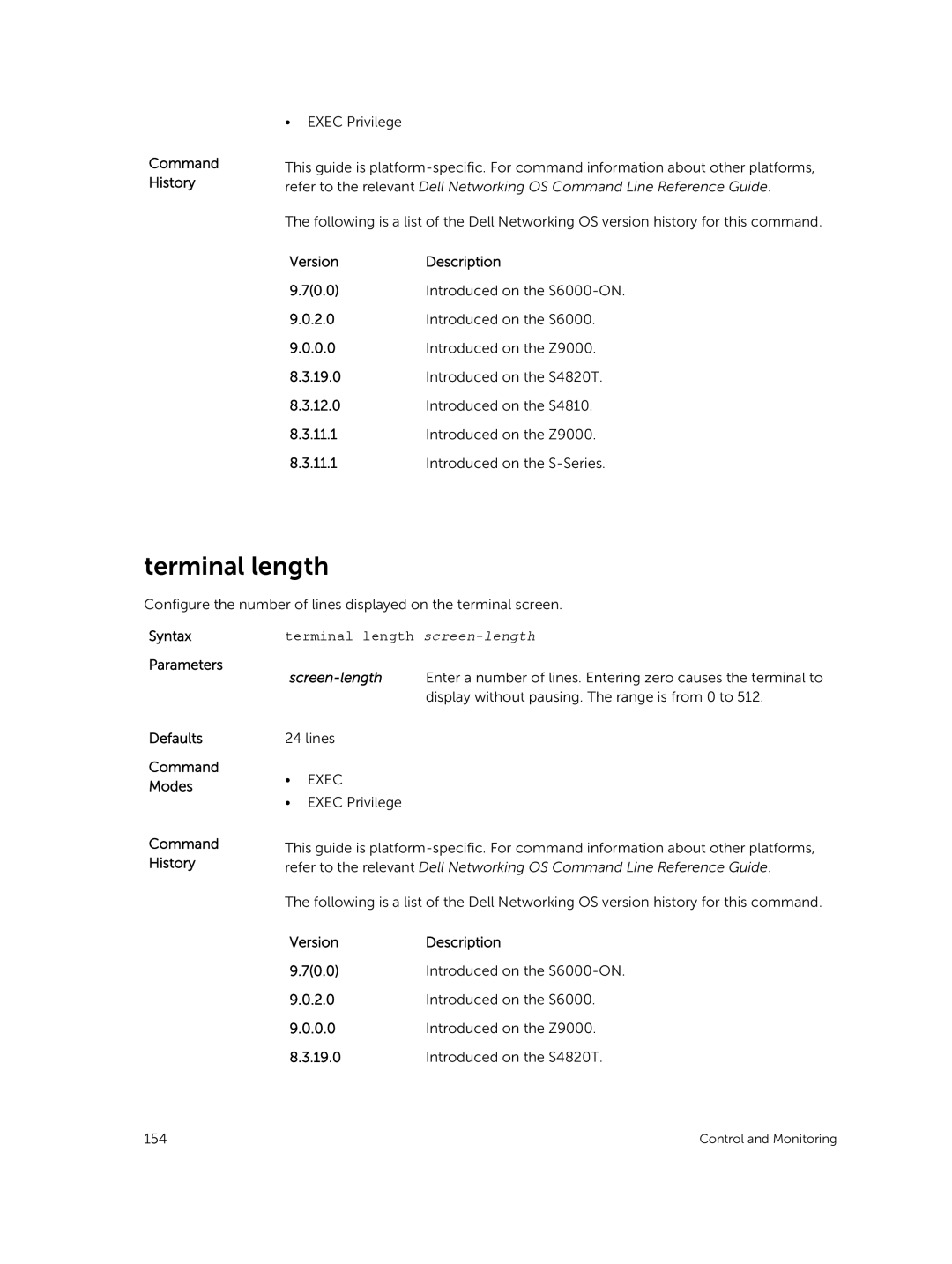 Dell 9.7(0.0) manual Terminal length screen-length 