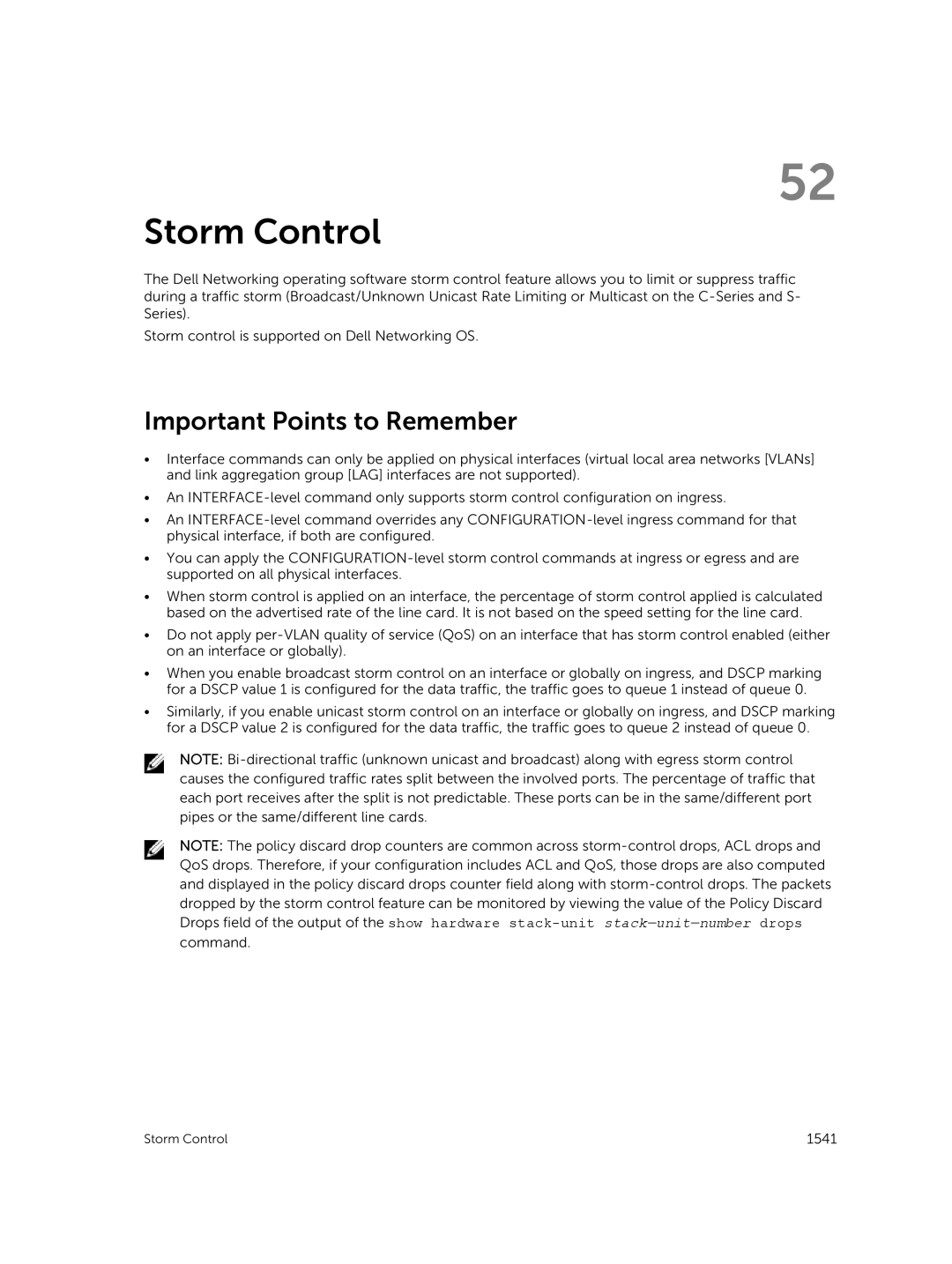 Dell 9.7(0.0) manual Storm Control, Important Points to Remember 