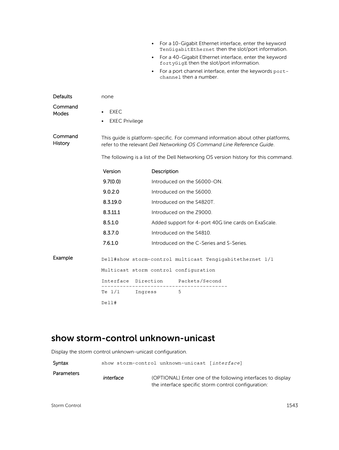 Dell 9.7(0.0) manual Show storm-control unknown-unicast interface 