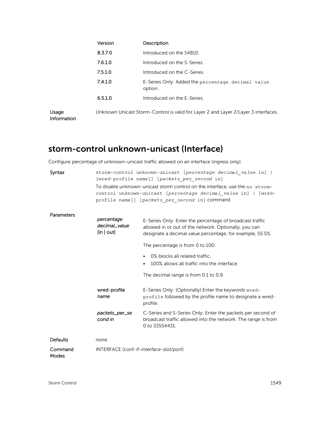 Dell 9.7(0.0) manual Storm-control unknown-unicast Interface, Wred-profile name 