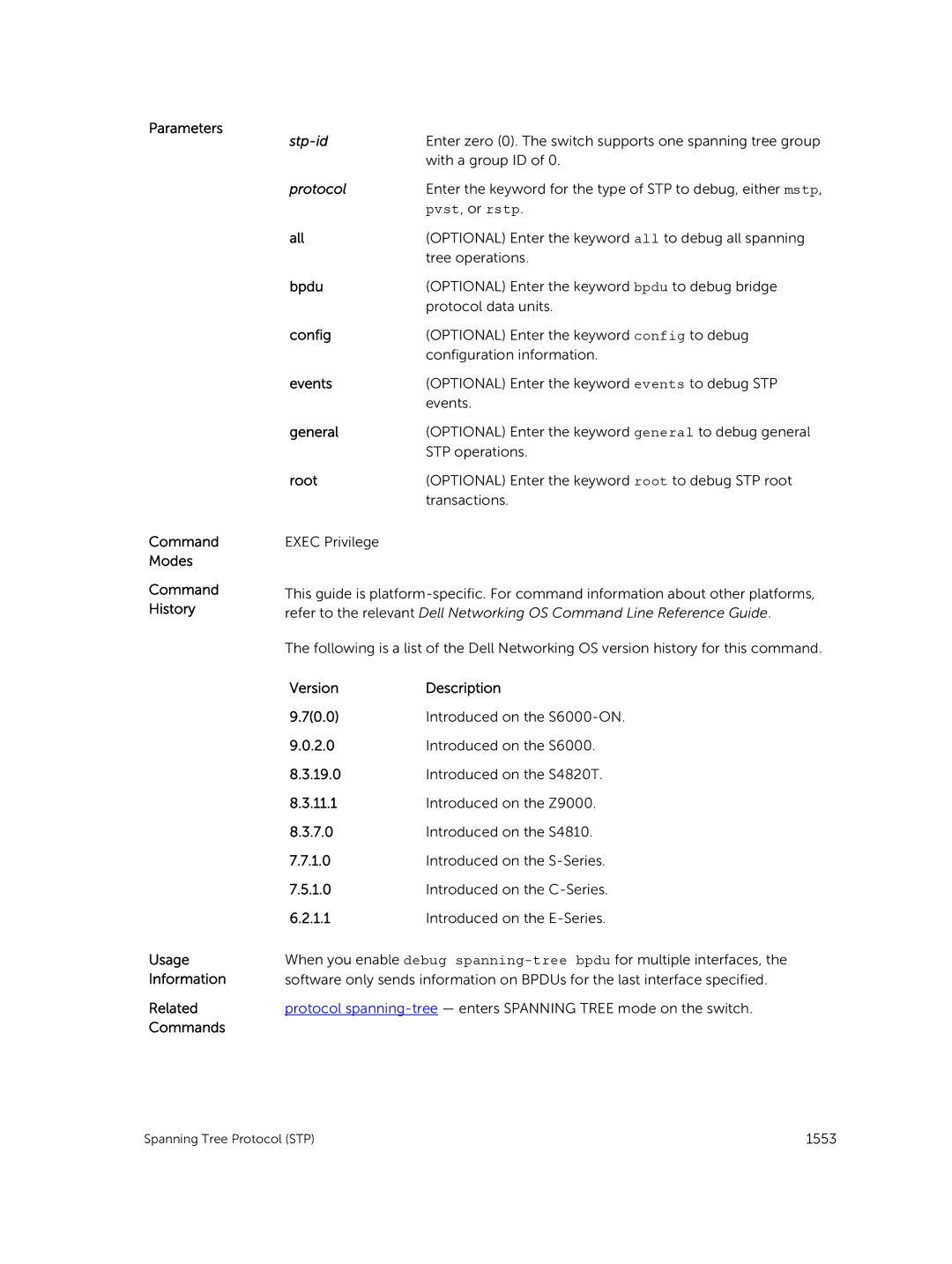 Dell 9.7(0.0) manual Stp-id, Pvst, or rstp, General, Root 