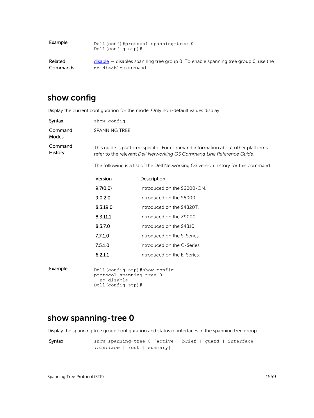 Dell 9.7(0.0) manual Show spanning-tree 