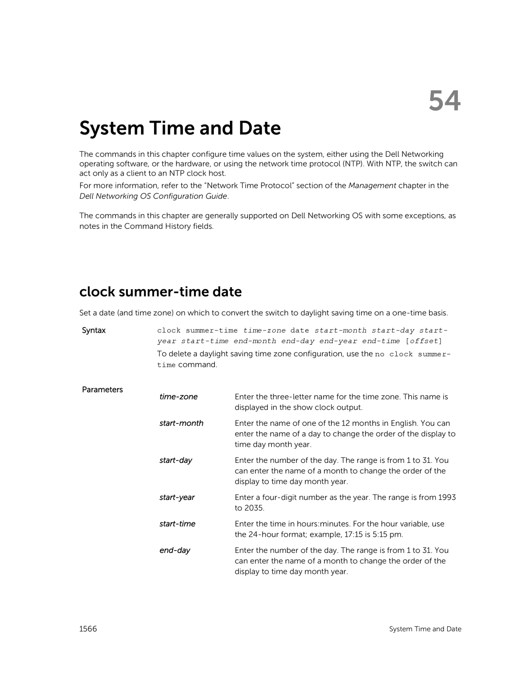 Dell 9.7(0.0) manual System Time and Date, Clock summer-time date 