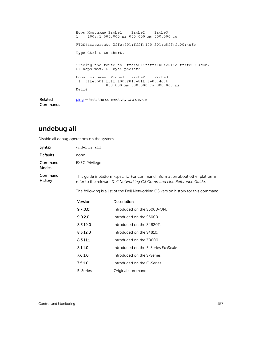 Dell 9.7(0.0) manual Undebug all 