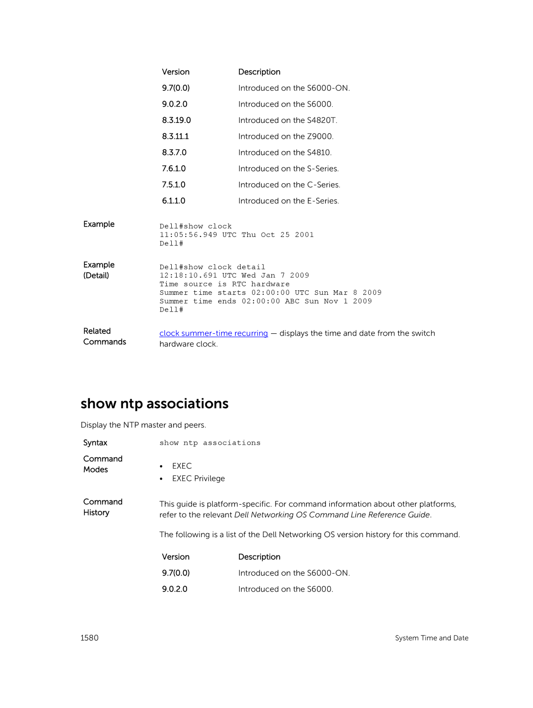 Dell 9.7(0.0) manual Show ntp associations 