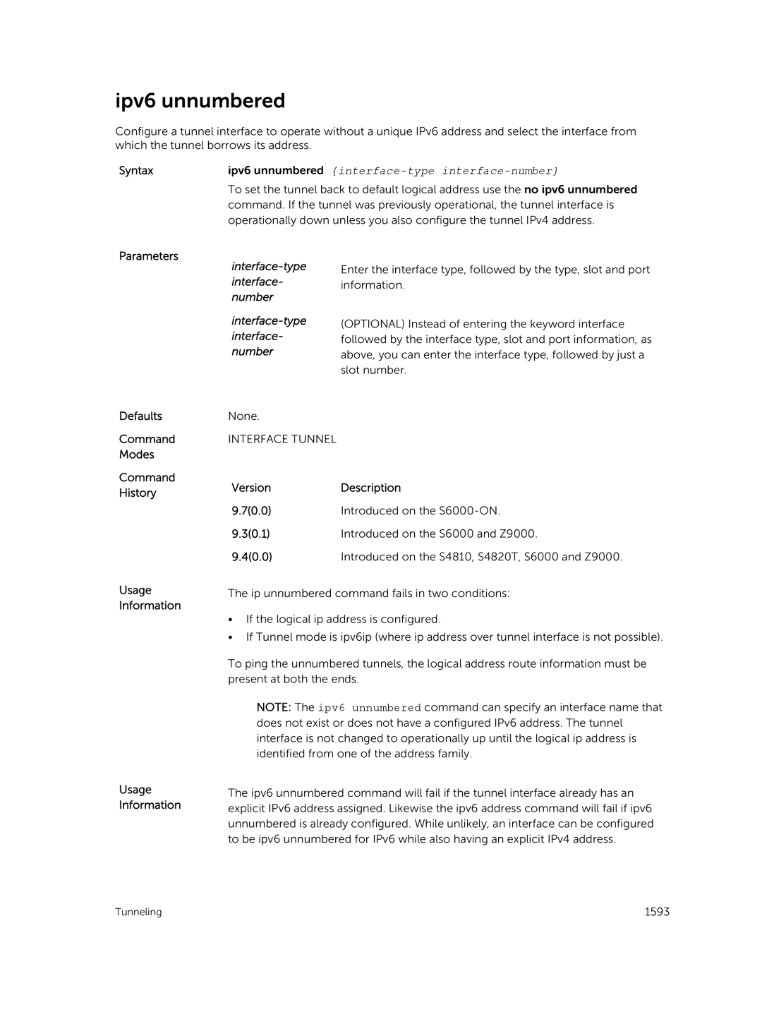 Dell 9.7(0.0) manual Ipv6 unnumbered, Version 70.0 30.1 40.0 