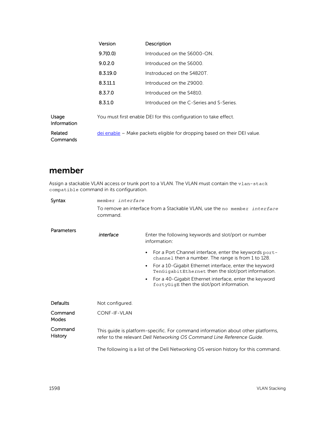 Dell 9.7(0.0) manual Member, Usage 