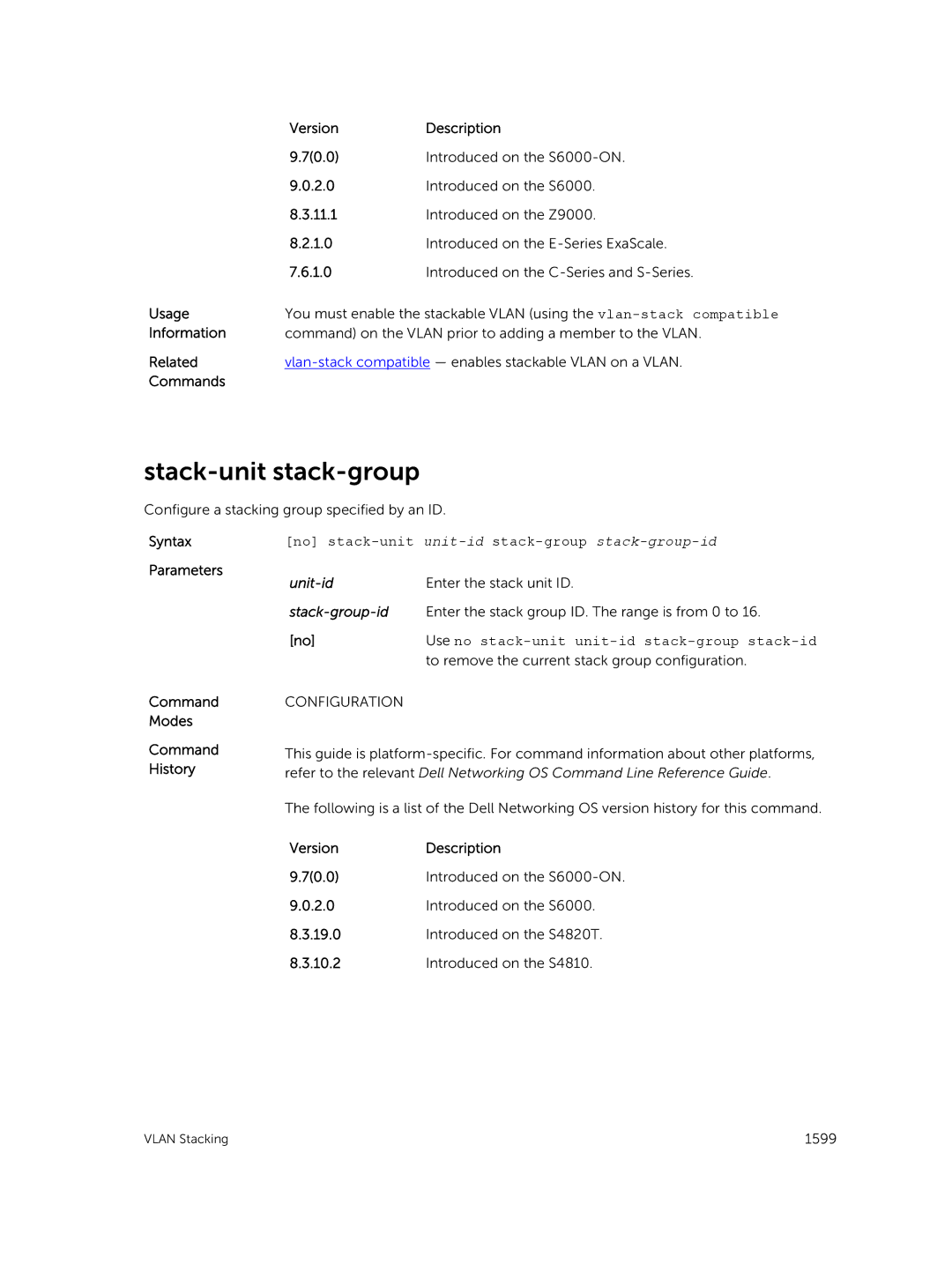 Dell 9.7(0.0) manual No stack-unit unit-idstack-group stack-group-id, Unit-id, Stack-group-id 