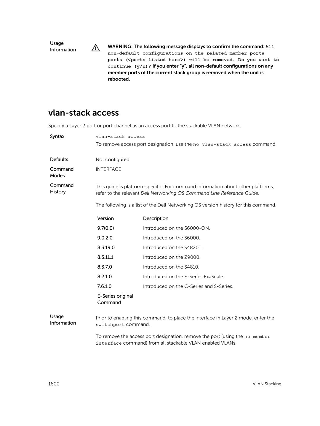 Dell 9.7(0.0) manual Vlan-stack access 