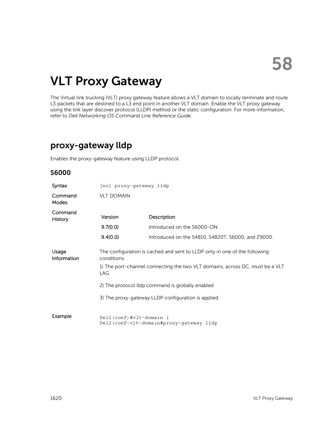 Dell 9.7(0.0) manual VLT Proxy Gateway, Proxy-gateway lldp, No proxy-gateway lldp 