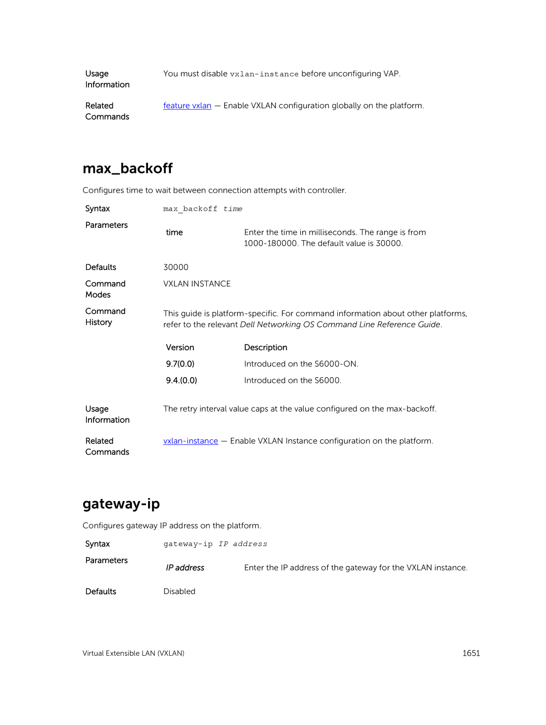 Dell 9.7(0.0) manual Maxbackoff, Gateway-ip IP address 