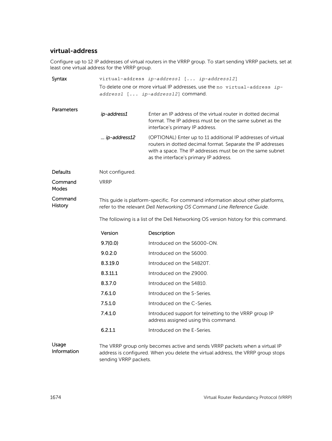 Dell 9.7(0.0) manual Virtual-address, Ip-address1 