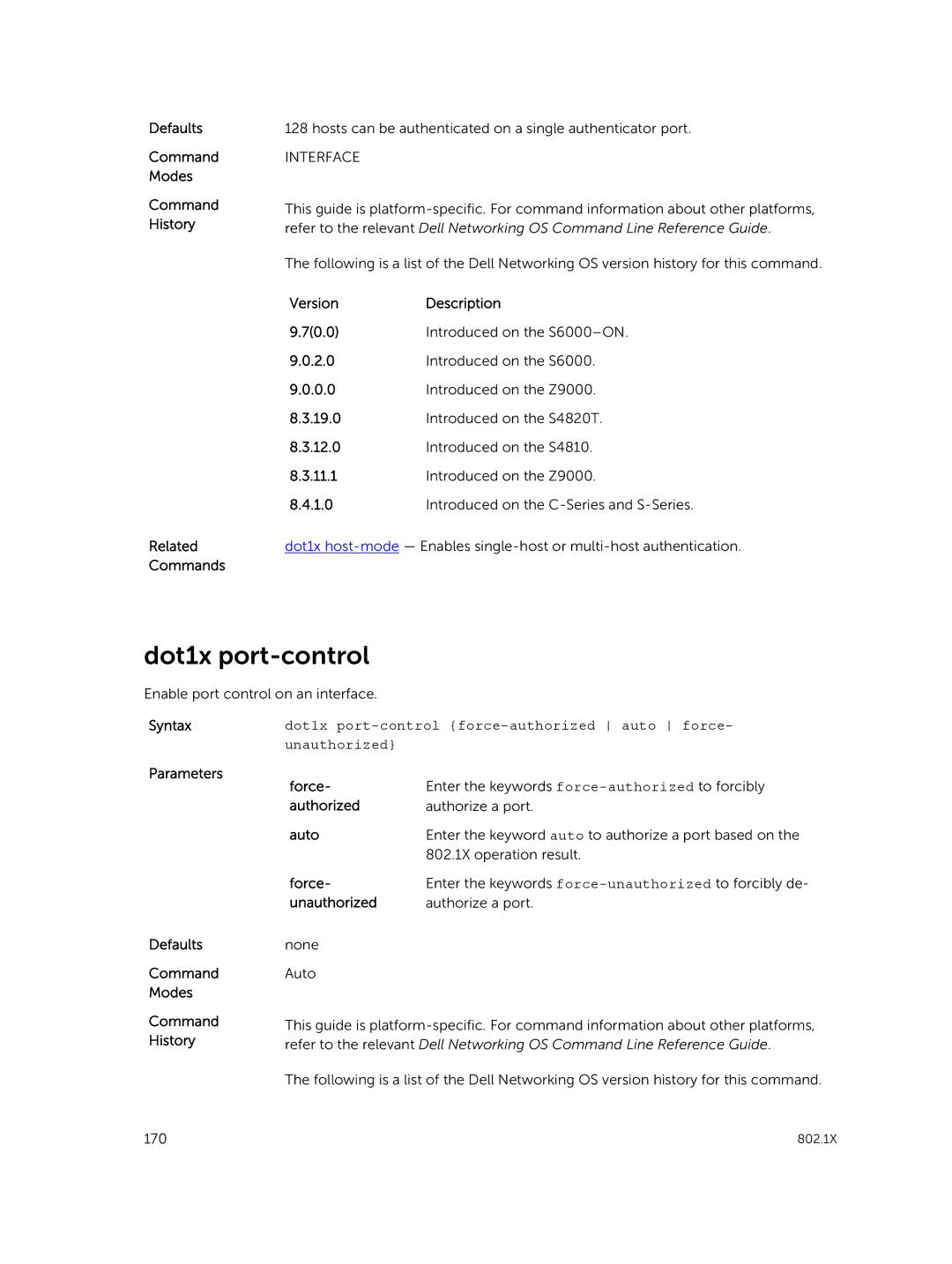 Dell 9.7(0.0) manual Dot1x port-control 