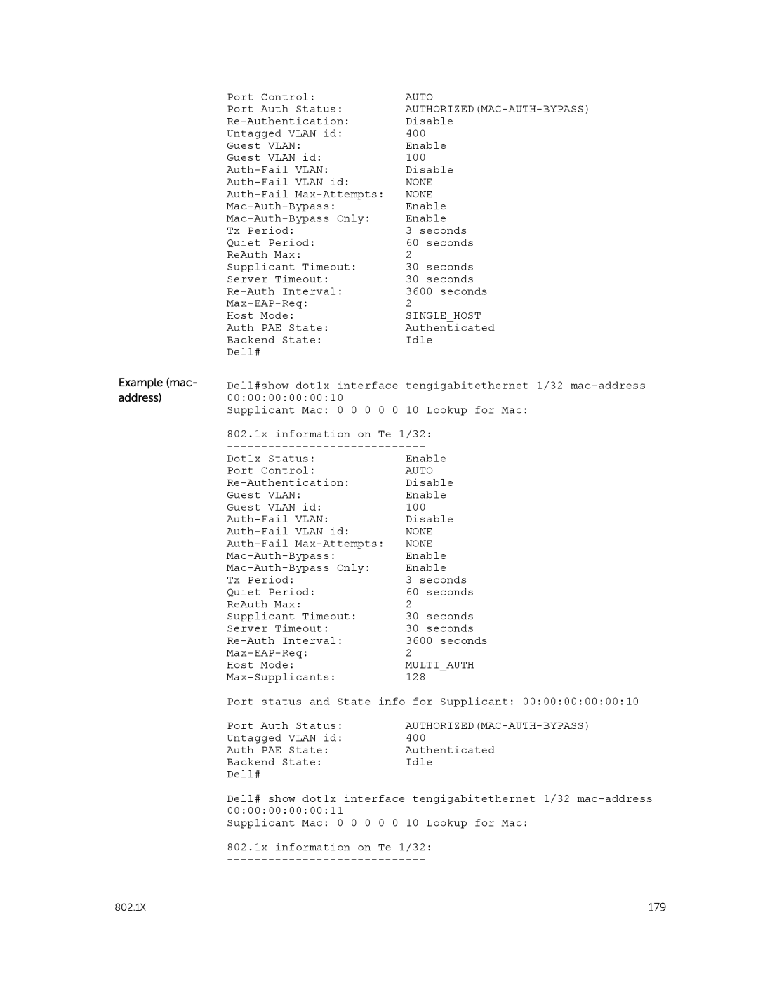 Dell 9.7(0.0) manual Example mac- address 