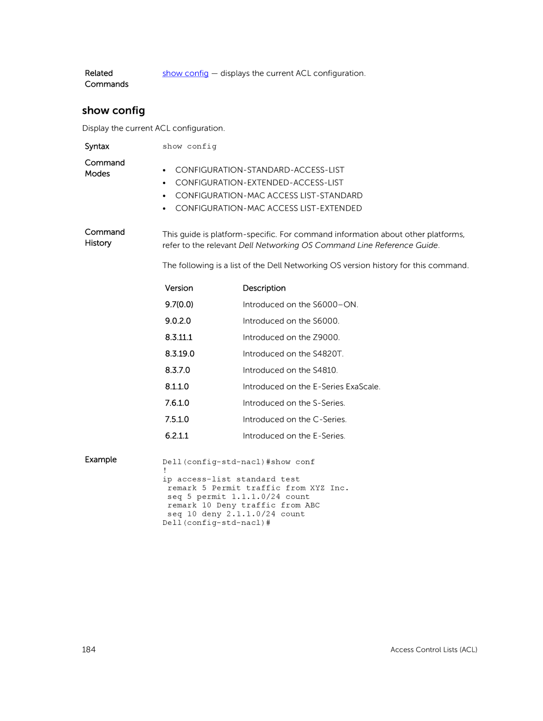 Dell 9.7(0.0) manual Show config 