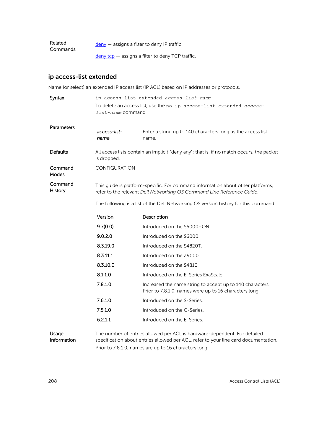 Dell 9.7(0.0) manual Ip access-list extended access-list-name 