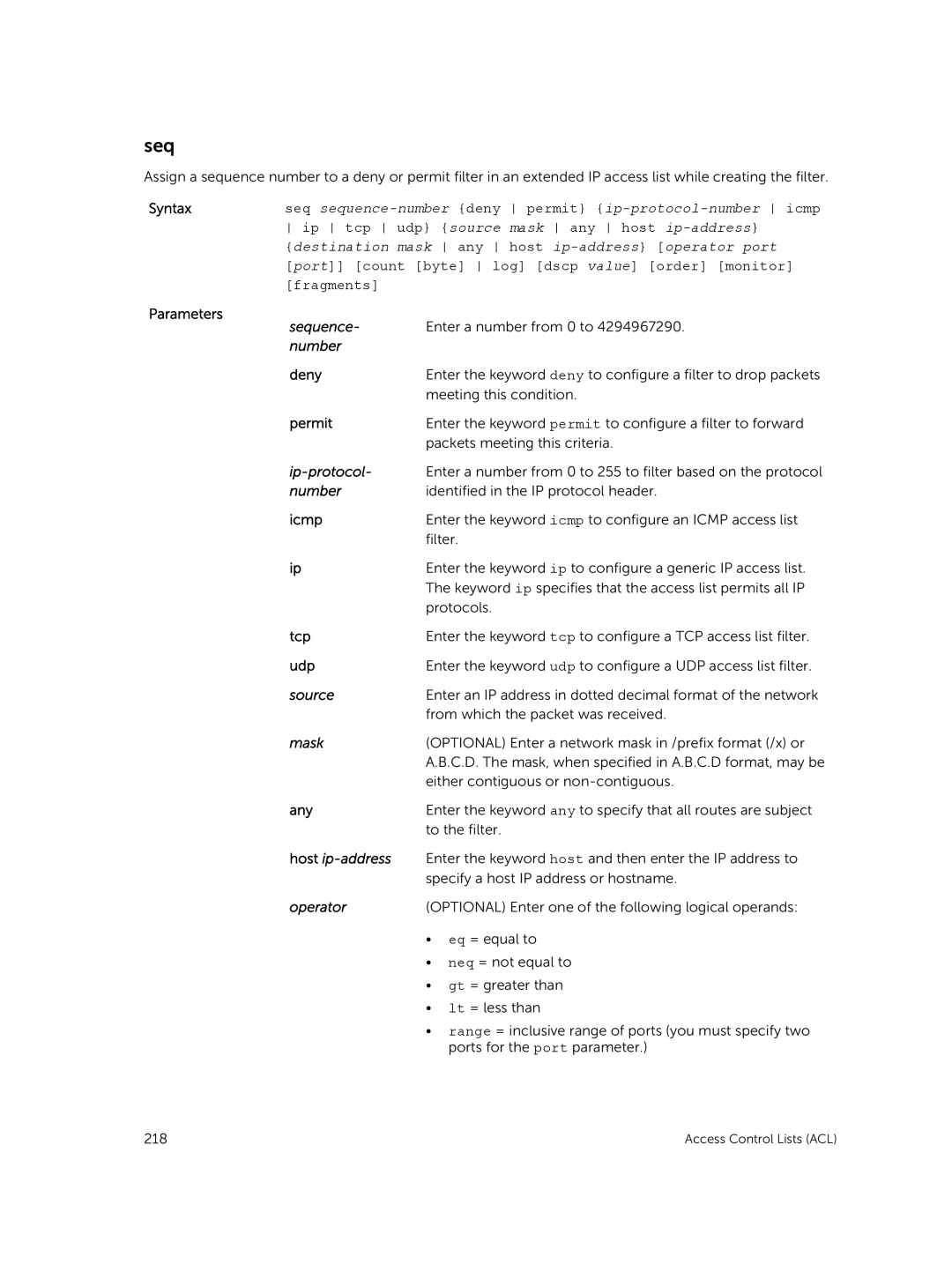 Dell 9.7(0.0) manual Icmp, Tcp, Udp 