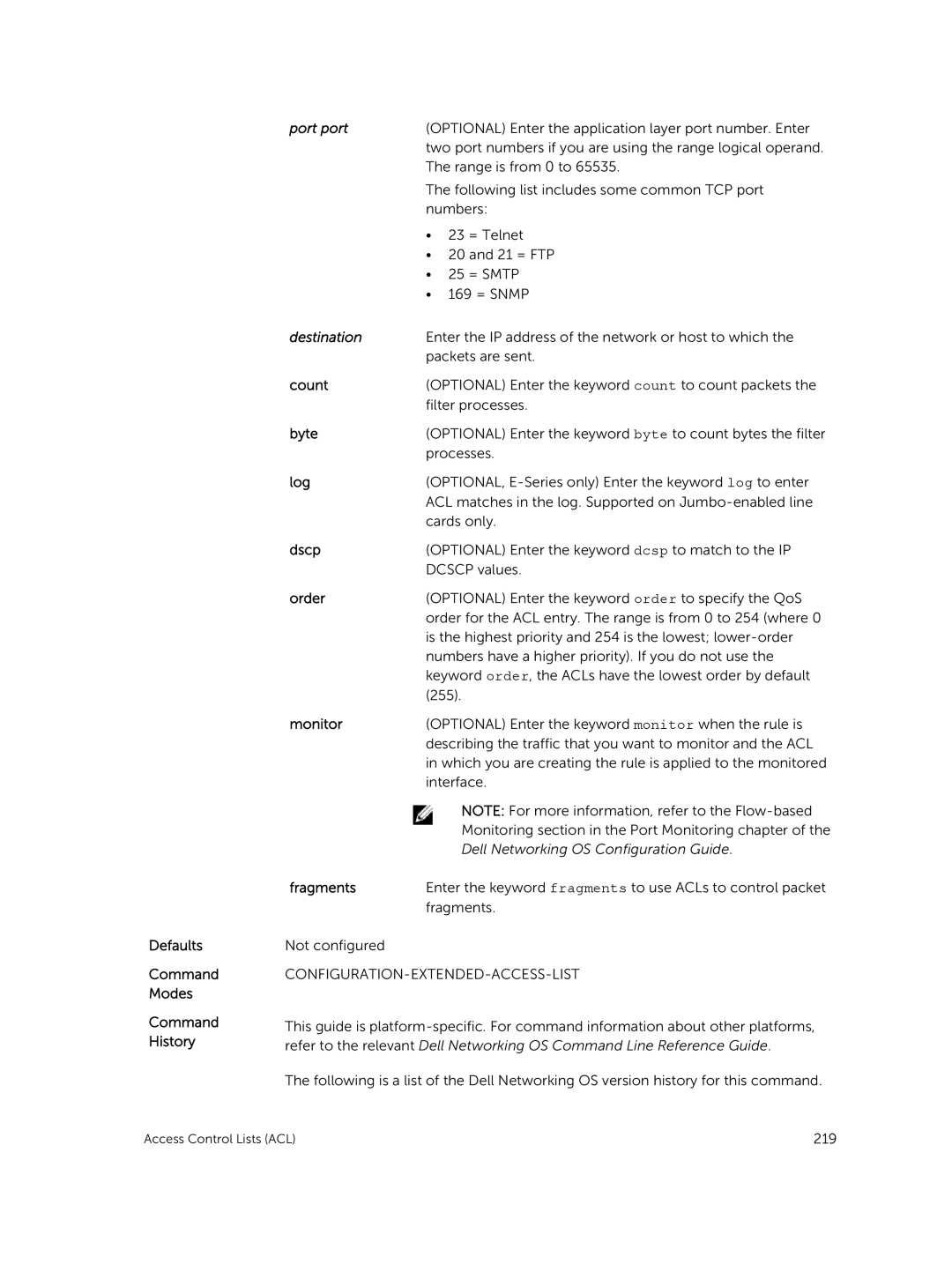 Dell 9.7(0.0) manual Optional Enter the application layer port number. Enter 