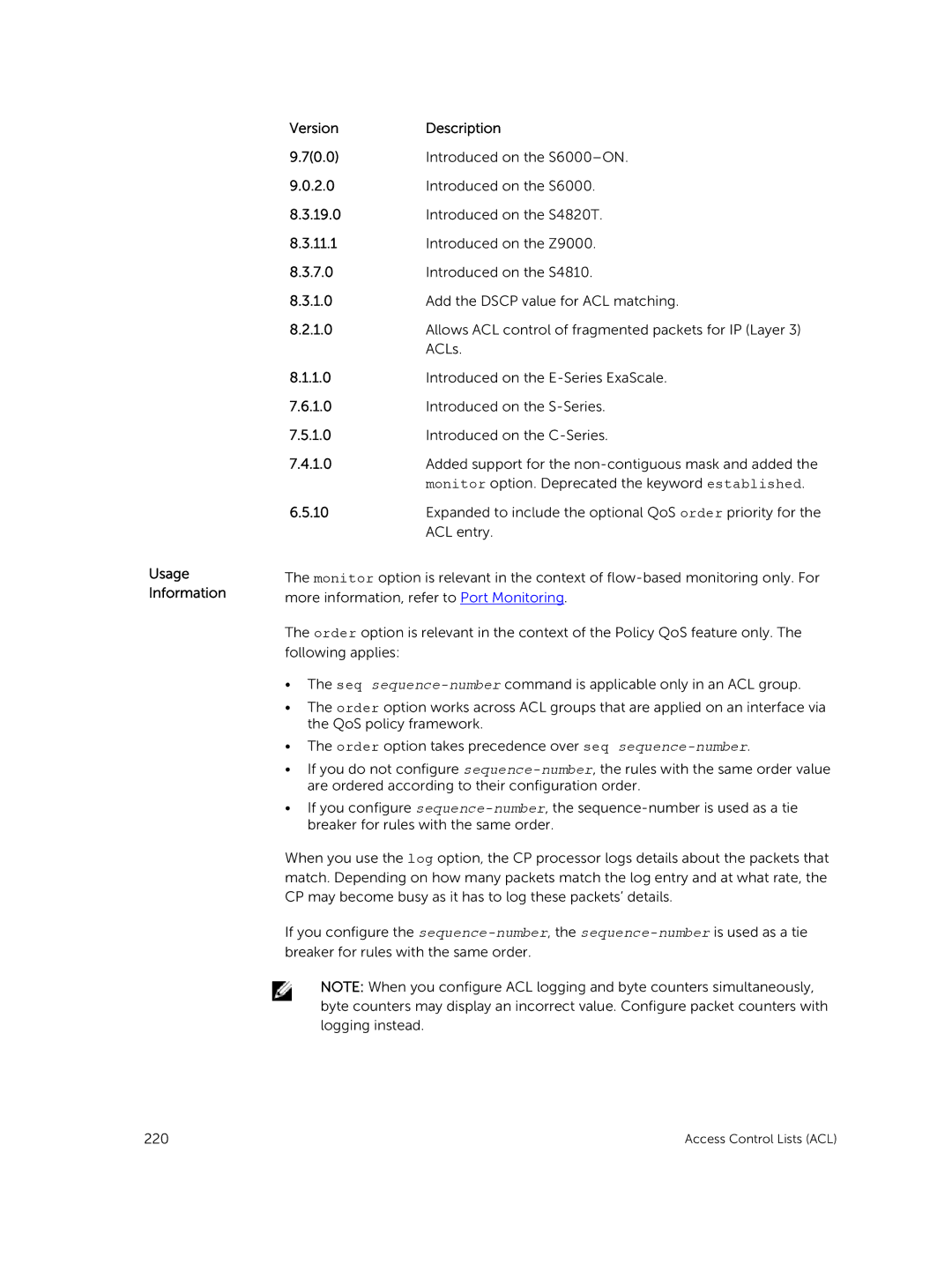 Dell 9.7(0.0) manual Access Control Lists ACL 