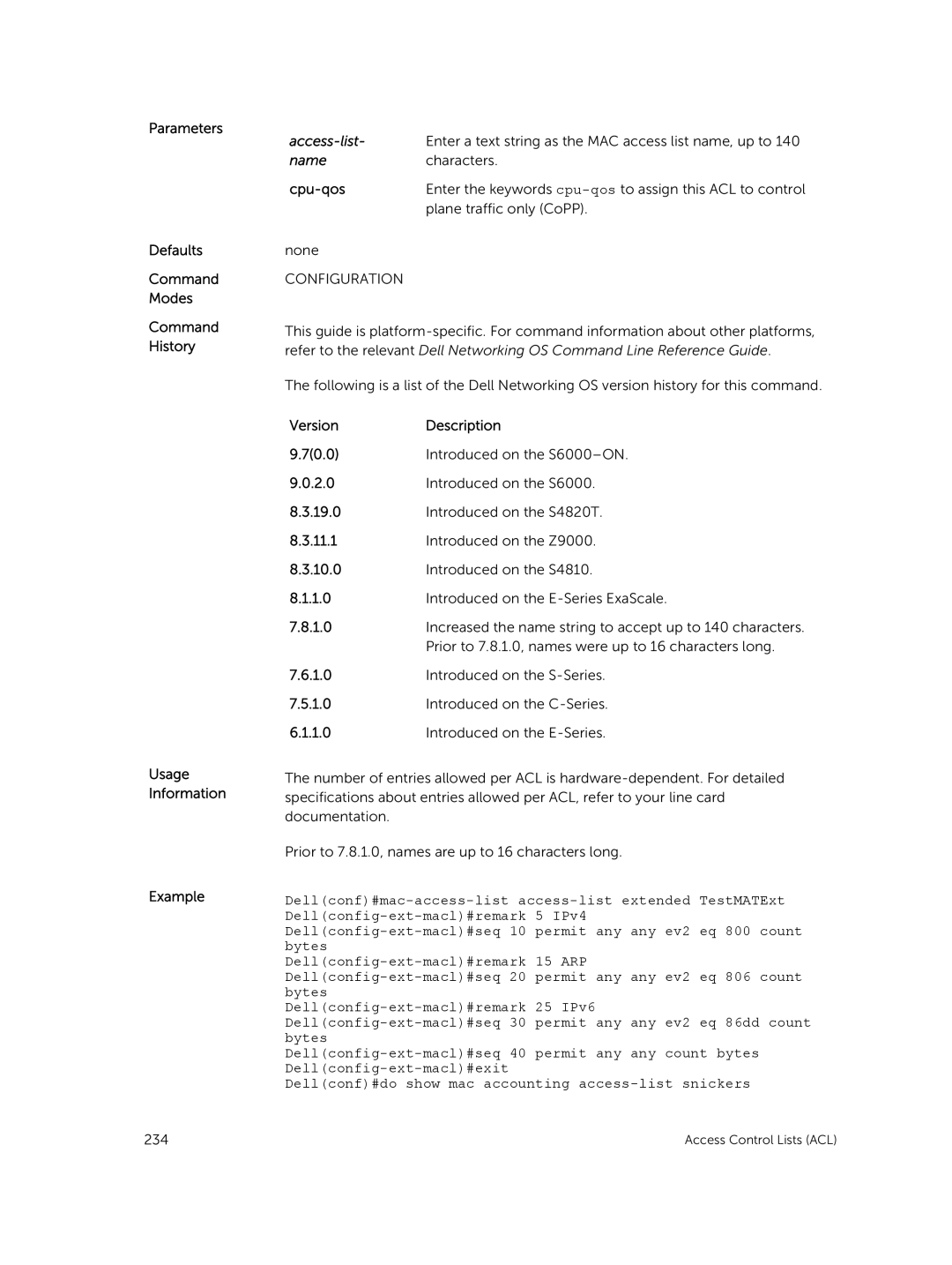 Dell 9.7(0.0) manual Access-list, Cpu-qos 