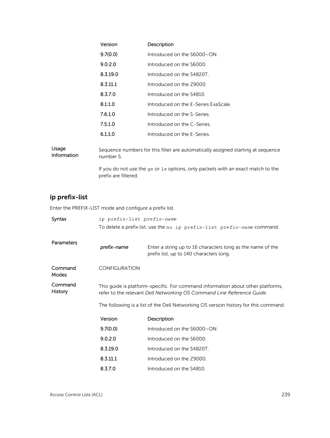 Dell 9.7(0.0) manual Ip prefix-list prefix-name 