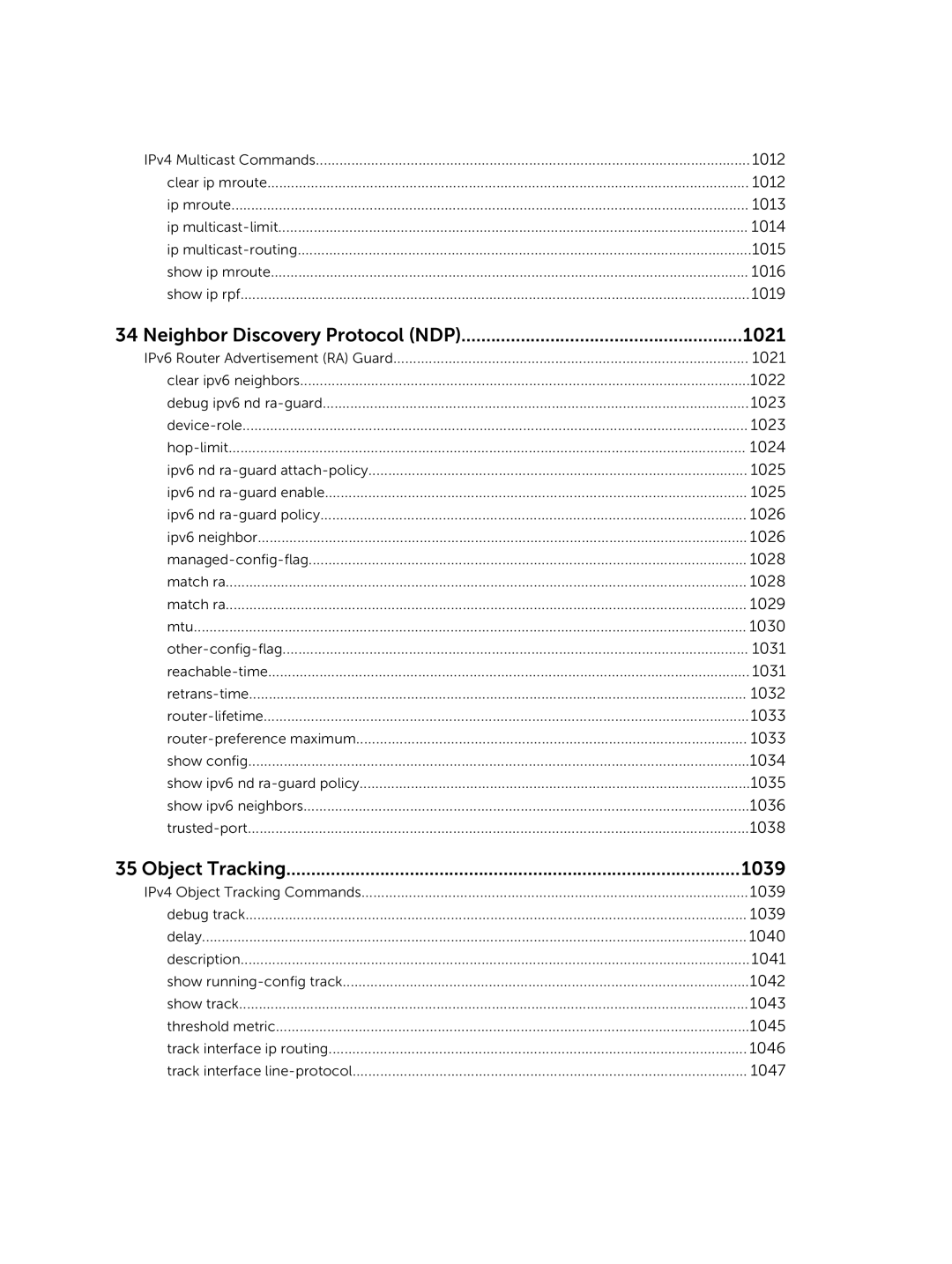 Dell 9.7(0.0) manual Neighbor Discovery Protocol NDP 1021, Object Tracking 1039 