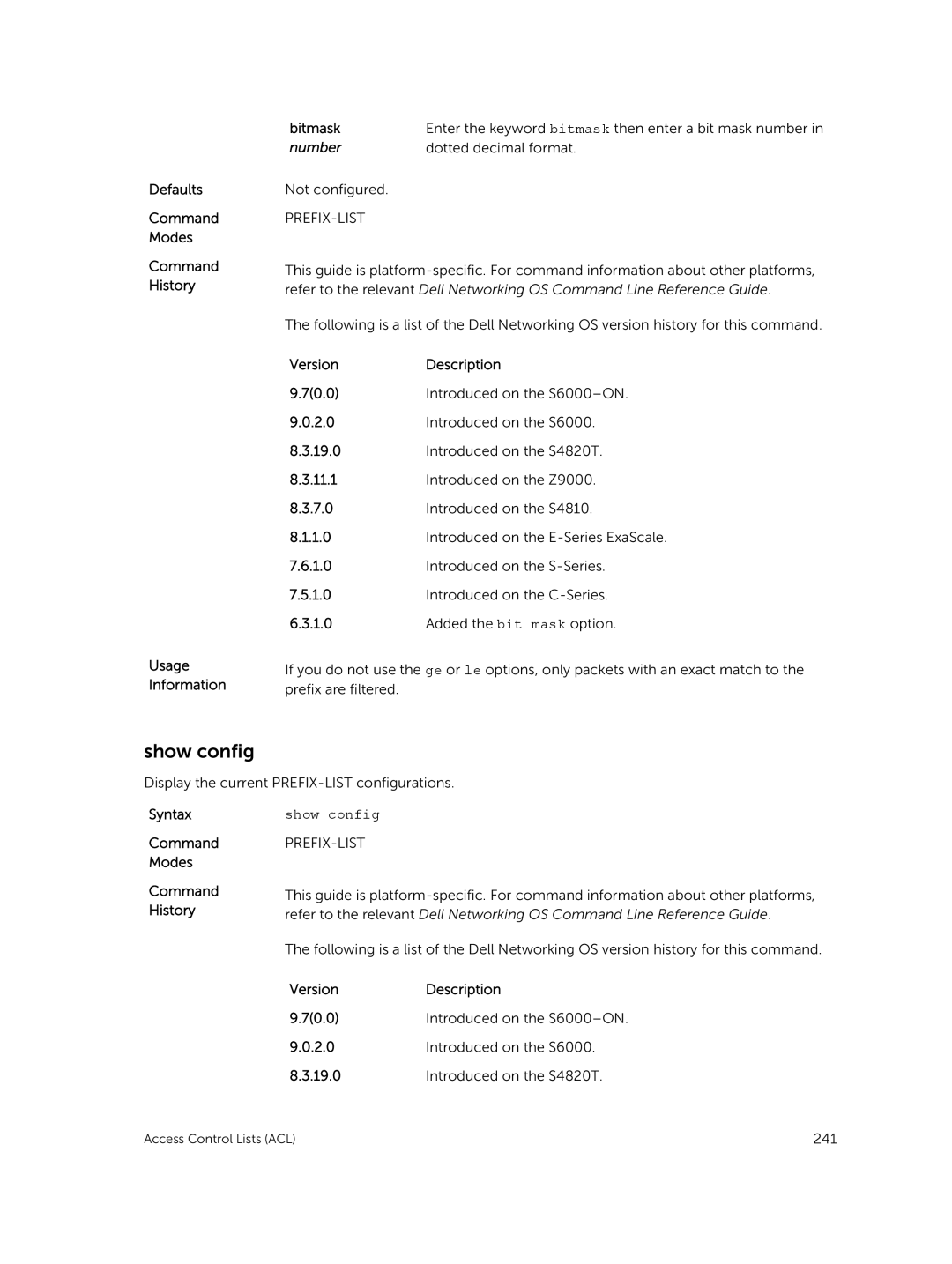 Dell 9.7(0.0) manual Show config 