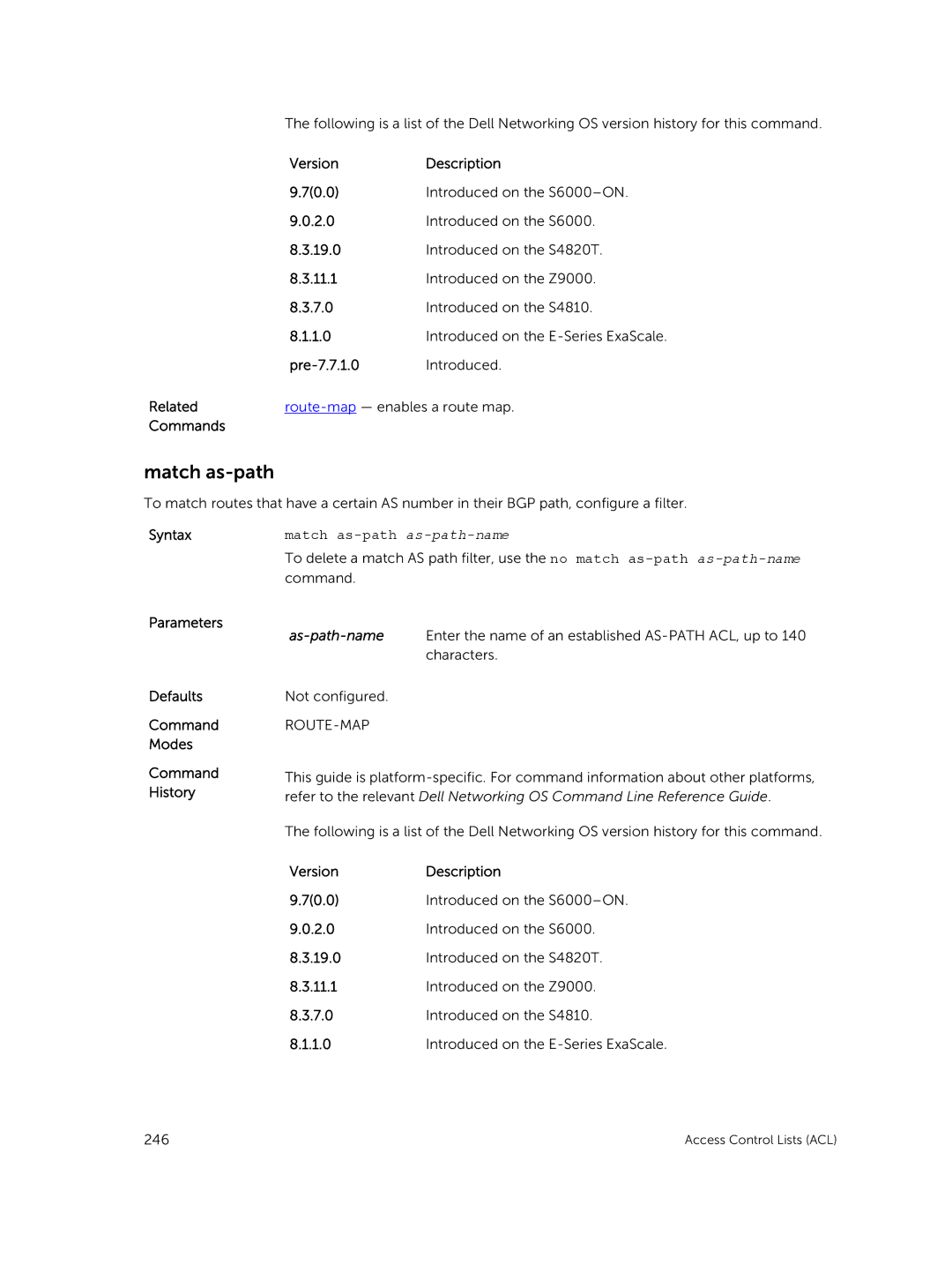 Dell 9.7(0.0) manual Match as-path as-path-name 