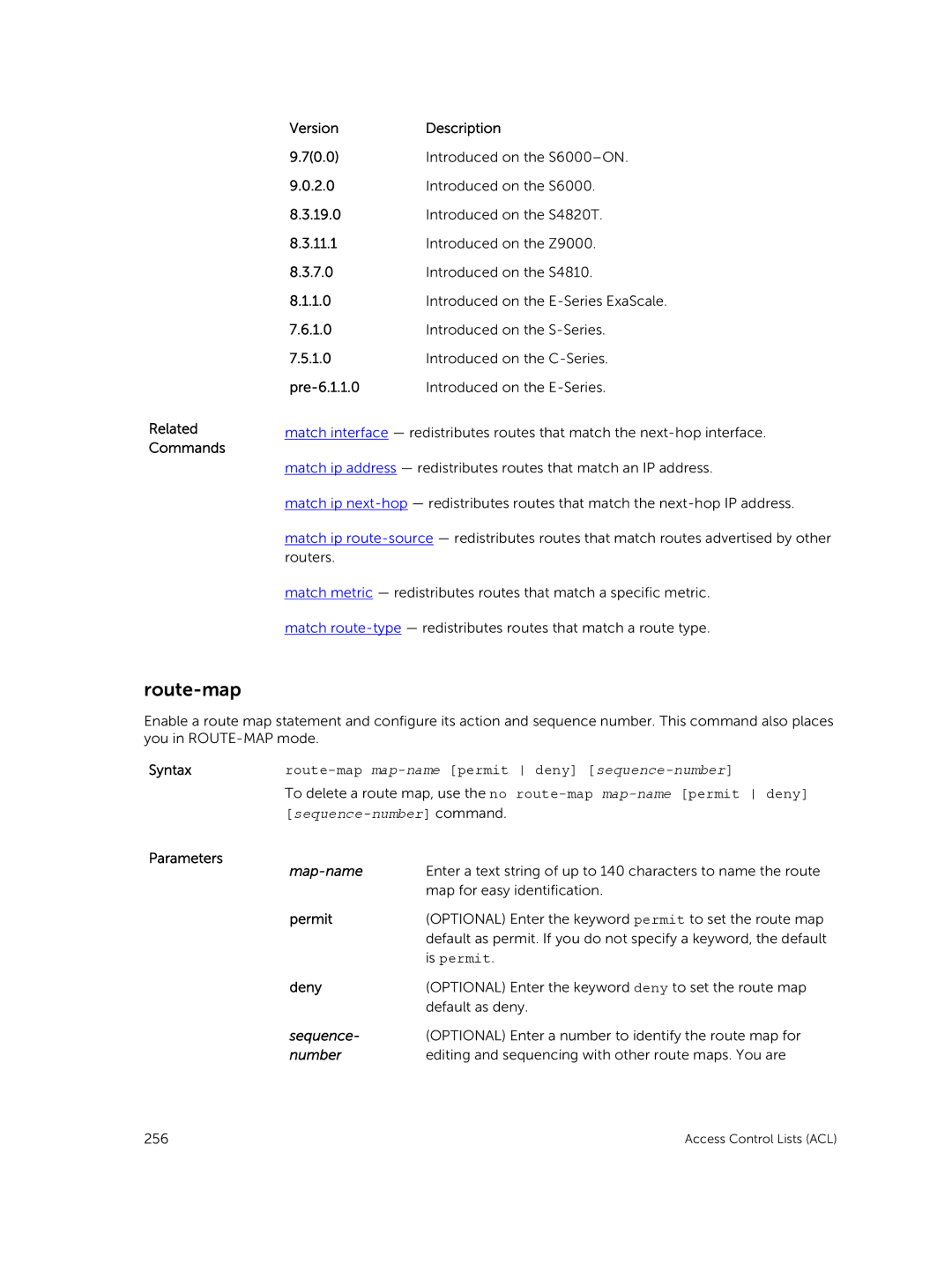 Dell 9.7(0.0) manual Route-map, Syntaxroute-map map-namepermit deny sequence-number, Map-name, Is permit 