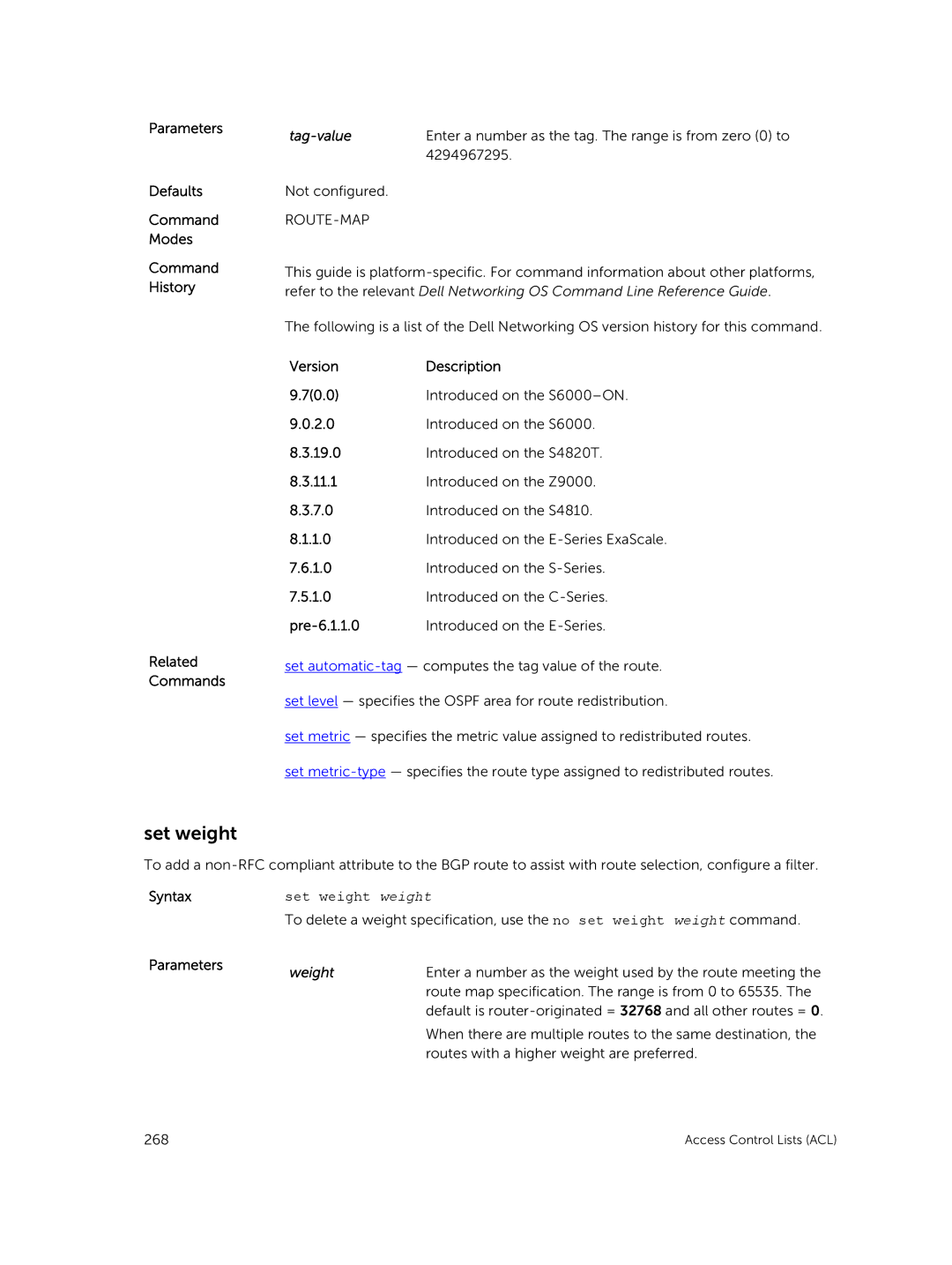 Dell 9.7(0.0) manual Set weight weight, Weight 