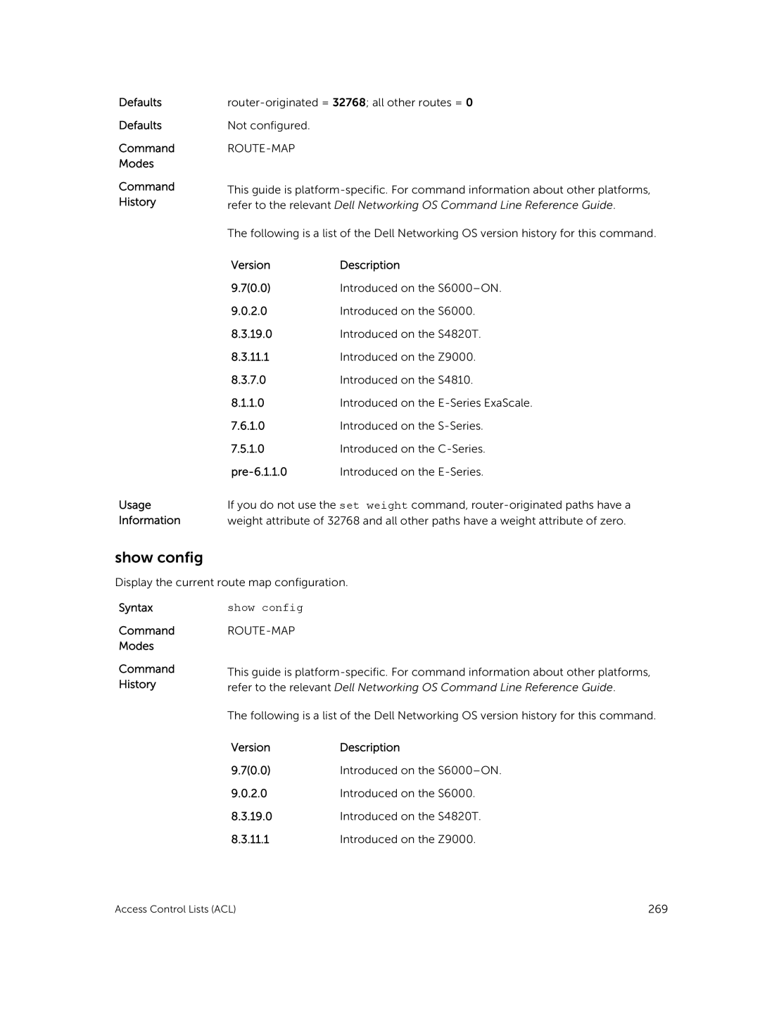 Dell 9.7(0.0) manual Router-originated = 32768 all other routes = Not configured 