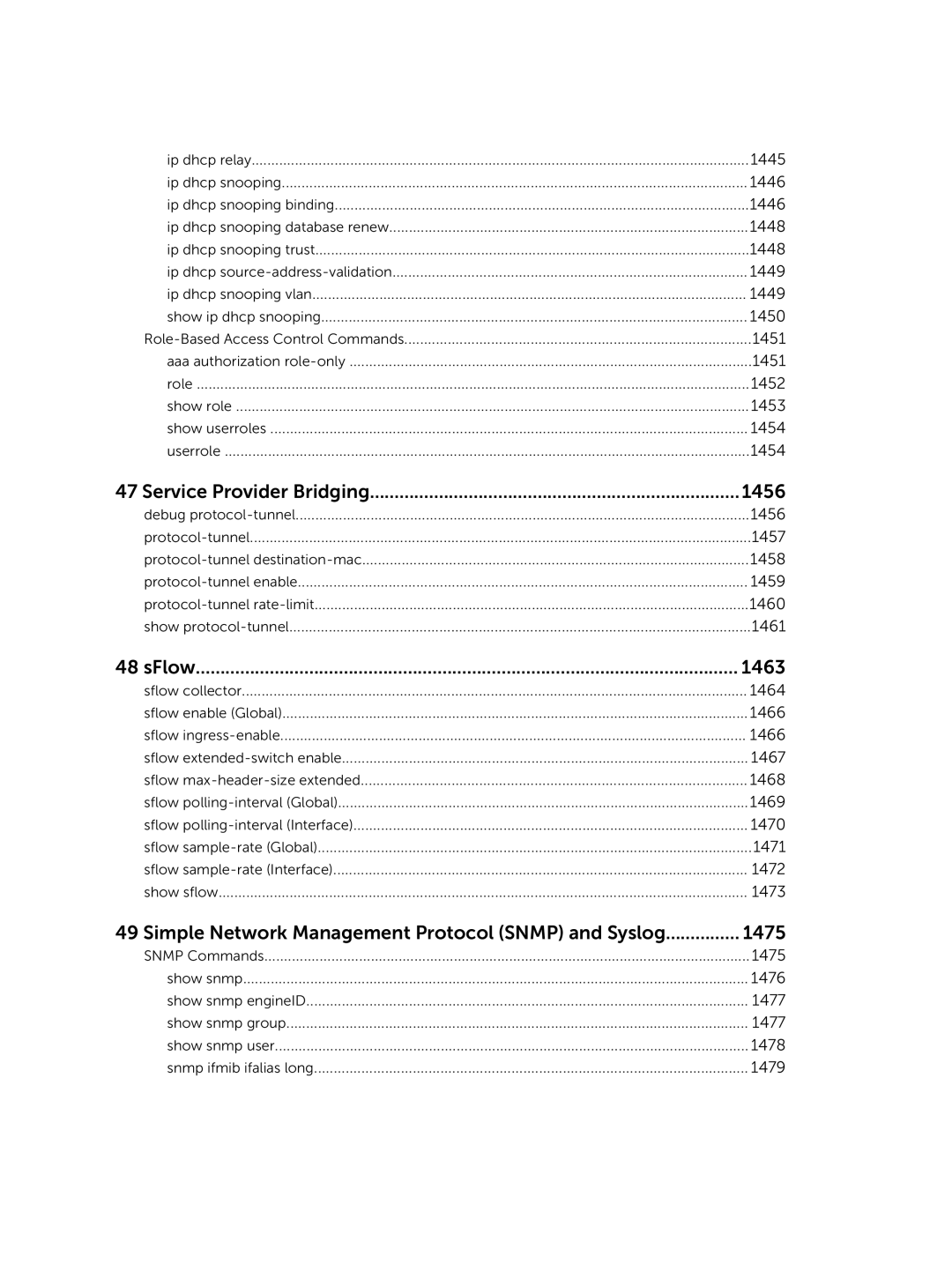 Dell 9.7(0.0) manual Service Provider Bridging 1456, SFlow 1463, Simple Network Management Protocol Snmp and Syslog 1475 