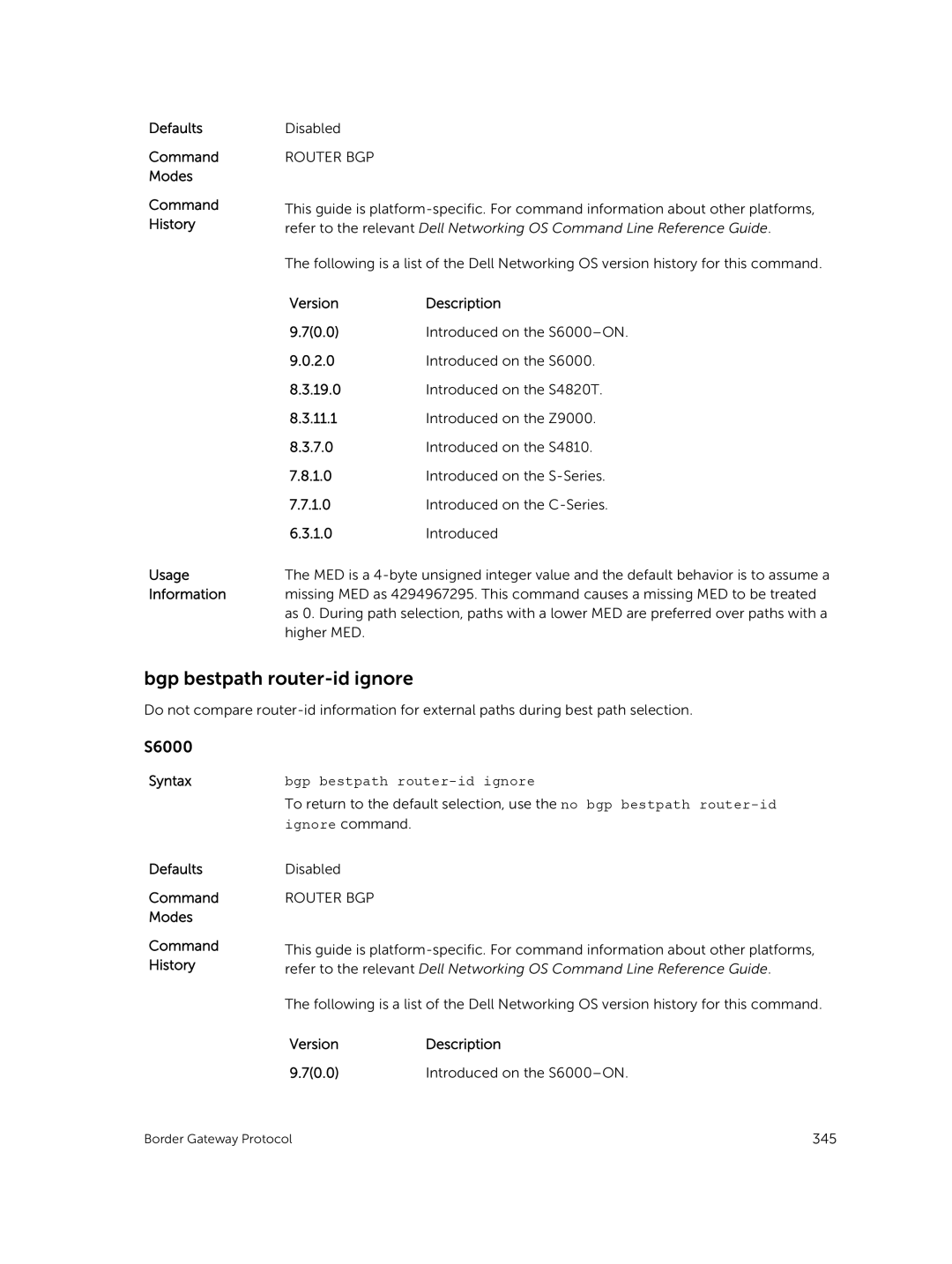 Dell 9.7(0.0) manual Bgp bestpath router-id ignore 